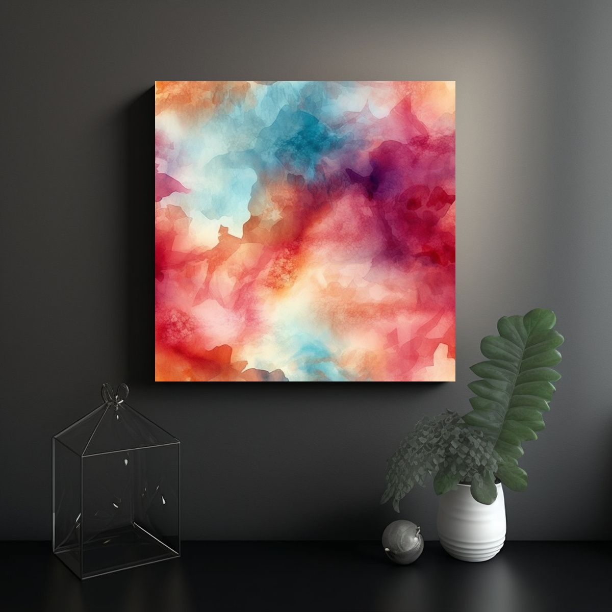 GENERICO - Fondo Abstracto Acuarela Con Naranja Y Amarillo 80x80 Cm