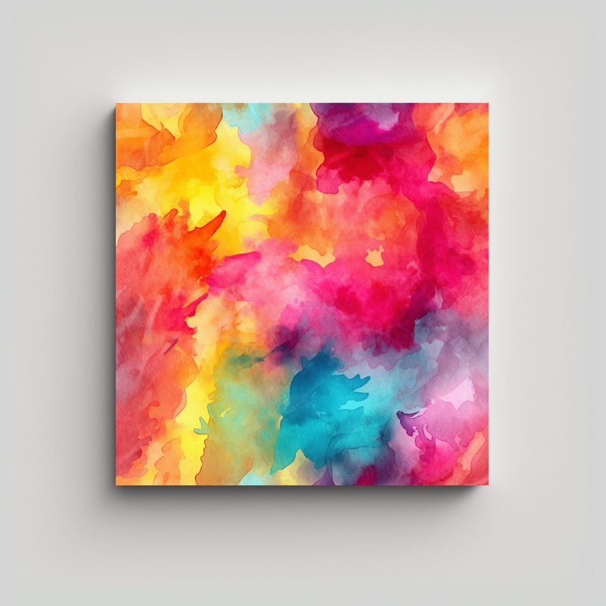 GENERICO - Patrón Acuarela Abstracto Fondo Naranja Luminoso 80x80 Cm