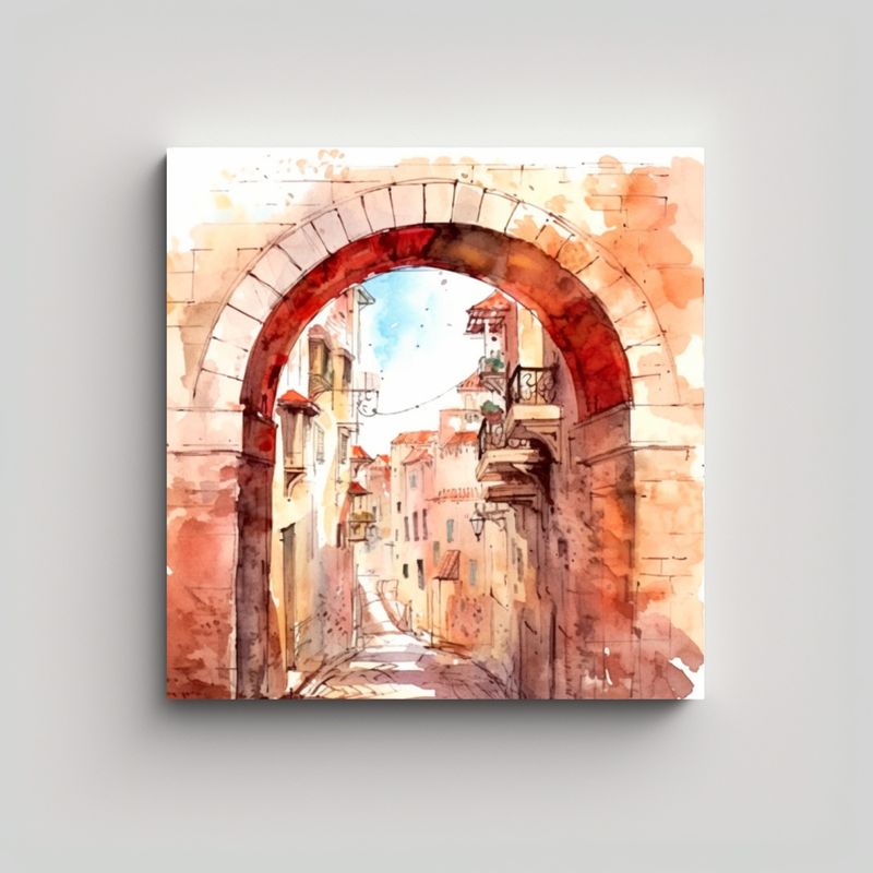 GENERICO - Pintura Decorativa Acuarela Estilo Boceto De Arte 70x70 Cm