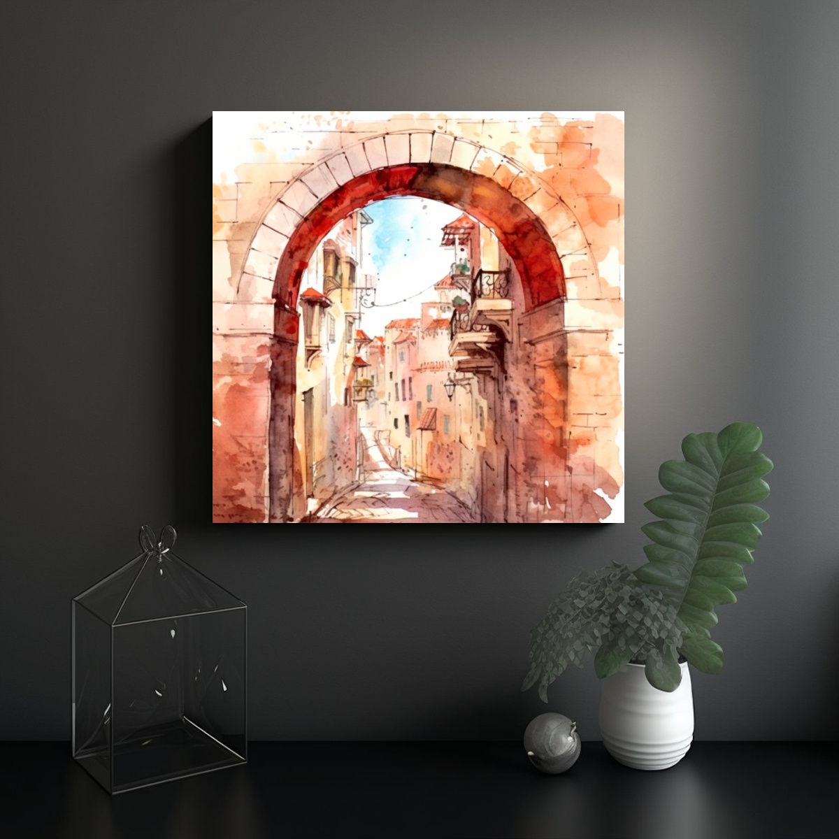 GENERICO - Pintura Decorativa Acuarela Estilo Boceto De Arte 50x50 Cm