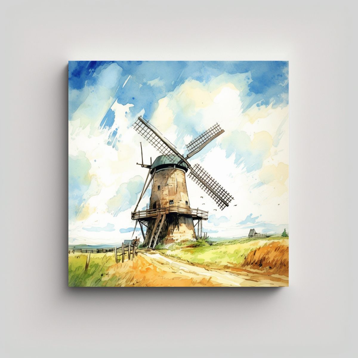GENERICO - Cuadro Tela Canvas Estilo Acuarela Cielo Azul 80x80 Cm