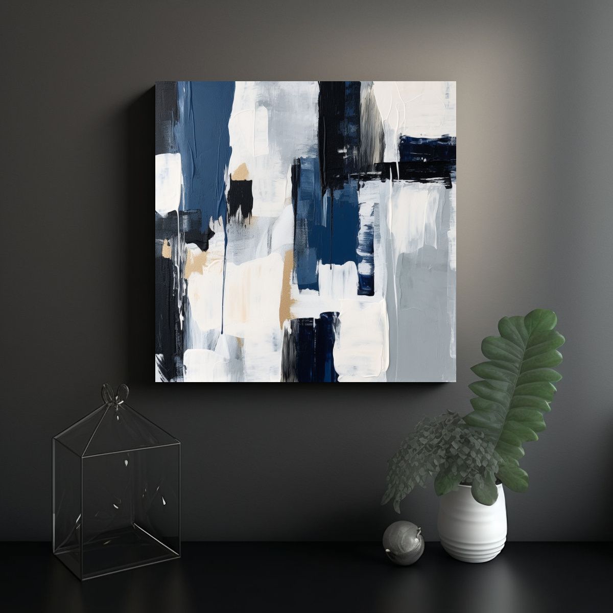GENERICO - Pintura Abstracta Estilo Minimalista Mediados 60x60 Cm.
