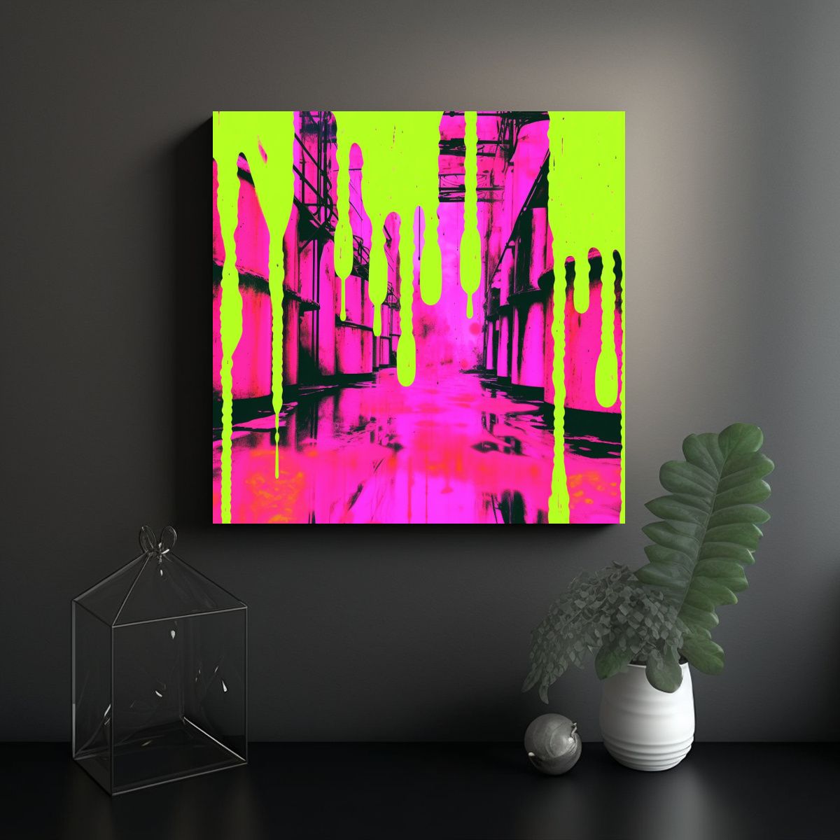 GENERICO - Decoración Cuarto Rosa Verde Ciber Gótica 50x50 Cm