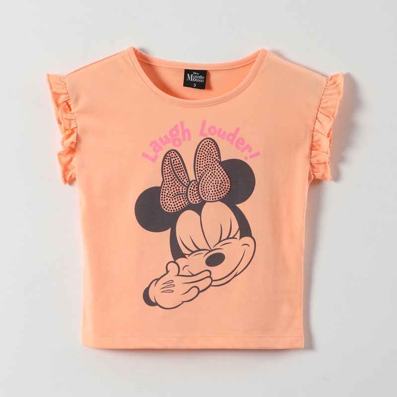 DISNEY - Polera Manga Corta Niña Minnie Damasco Disney