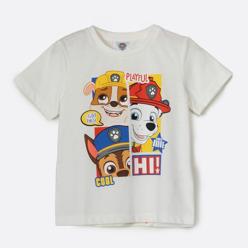 PAW PATROL - Polera Manga Corta Niño Personajes Blanco Paw Patrol