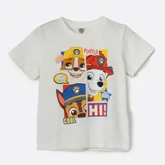 PAW PATROL - Polera Manga Corta Niño Personajes Blanco