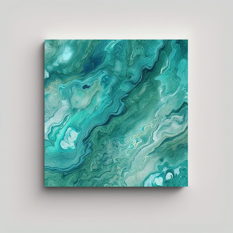 GENERICO - Cuadro Lienzo Imagen Mármol Turquesa Simple Para 50x50 Cm