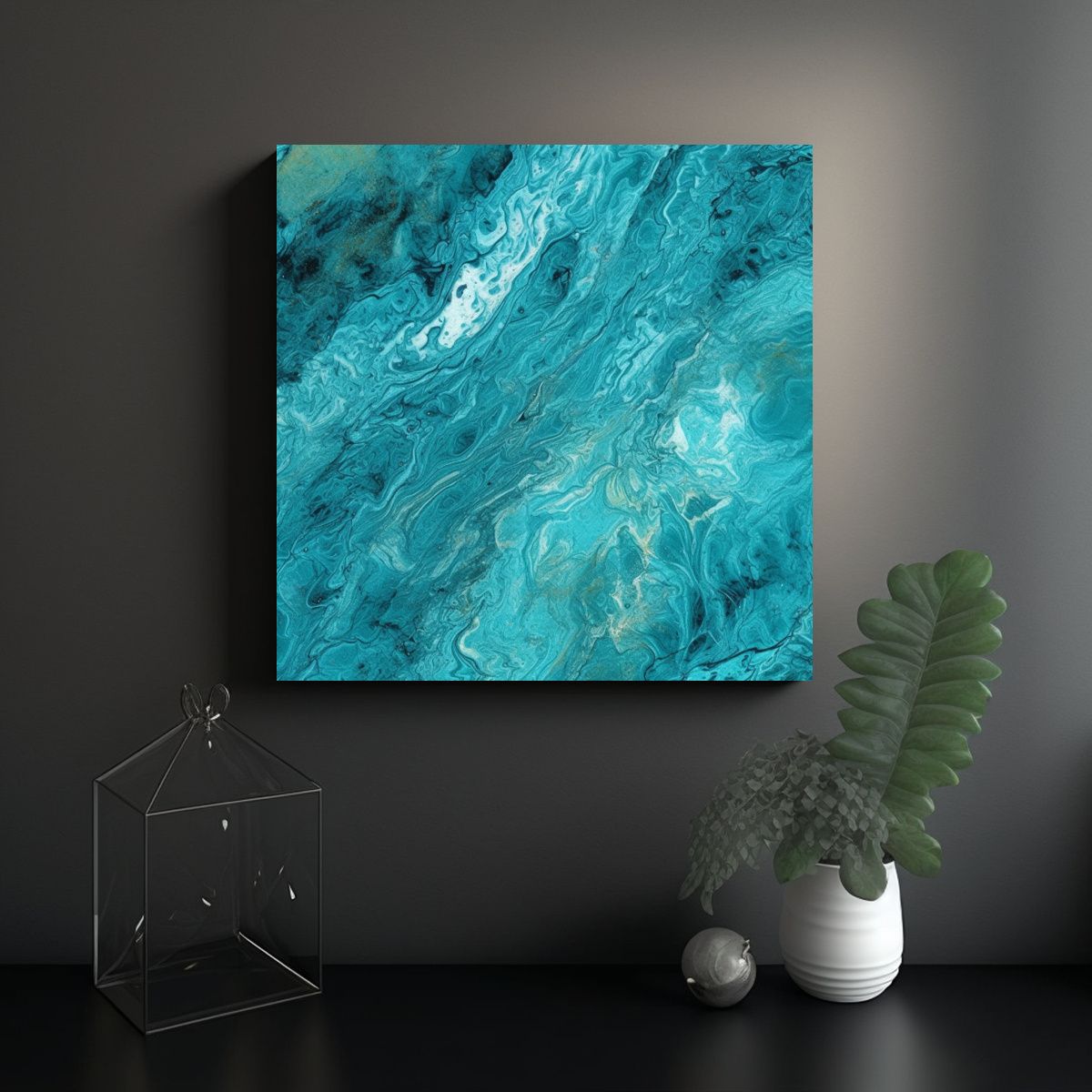 GENERICO - Pinturas Decorativas De Mármol Turquesa Con 80x80 Cm