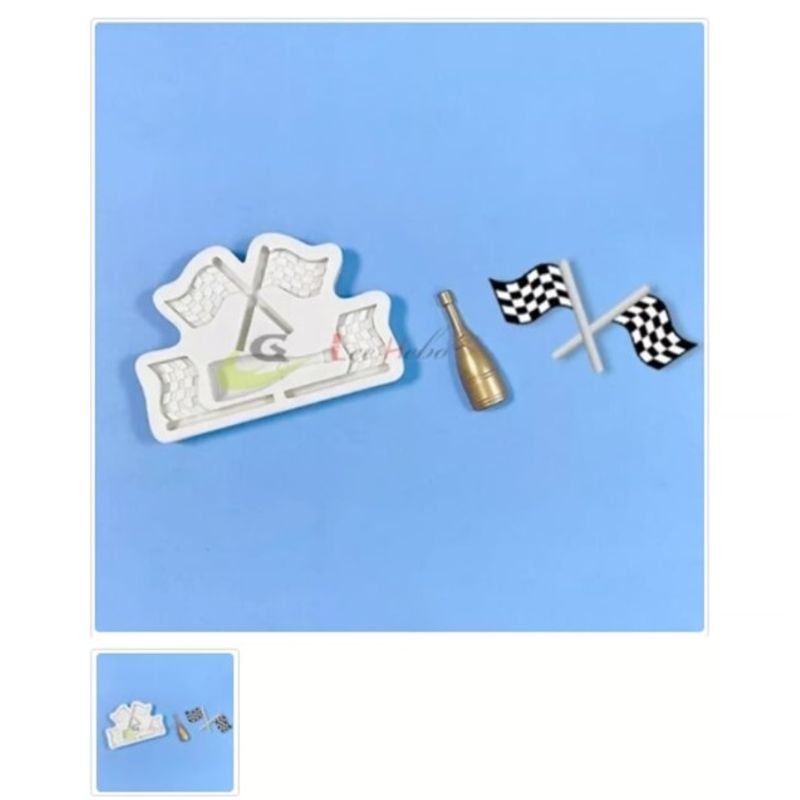 GENERICO - Molde Para Fondant Silicona Forma Bandera De Carreras
