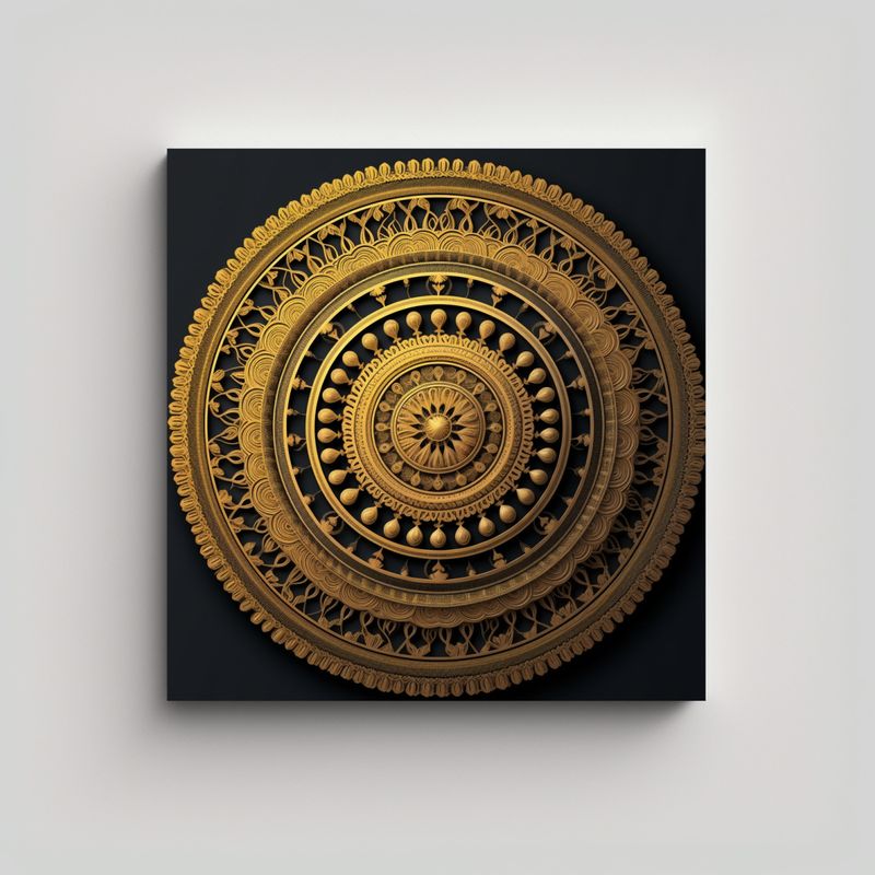 GENERICO - Cuadro Decorativo Elegante Con Mandala En Tonos 80x80 Cm