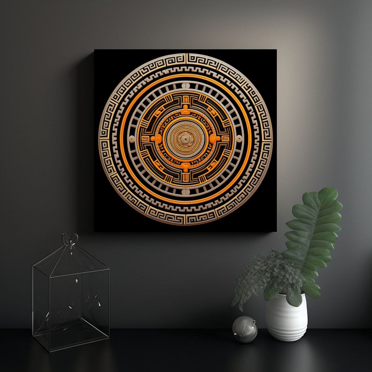 GENERICO - Pinturas Decorativas Hopi Indígena En Blanco Y 80x80 Cm