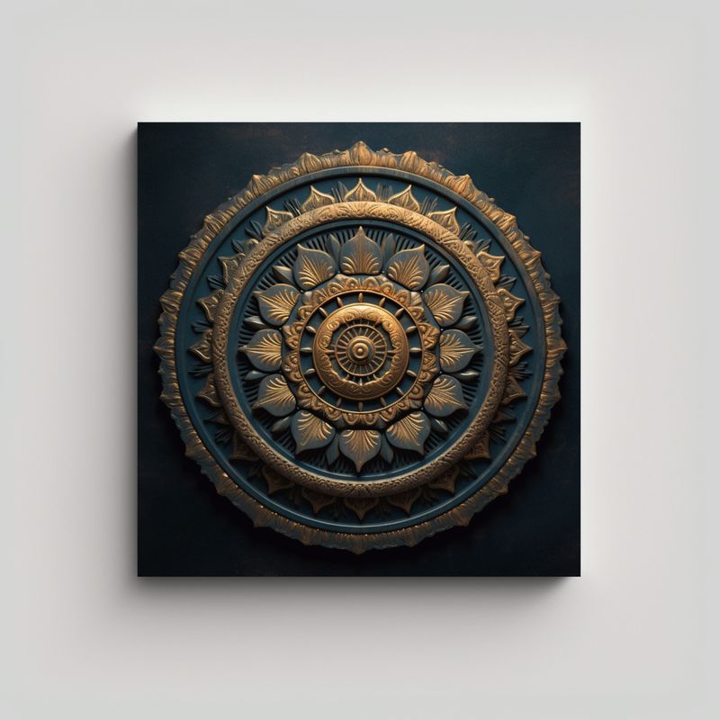 GENERICO - Pintura Vanguardia Mandala En Fondo Oscuro 60x60 Cm