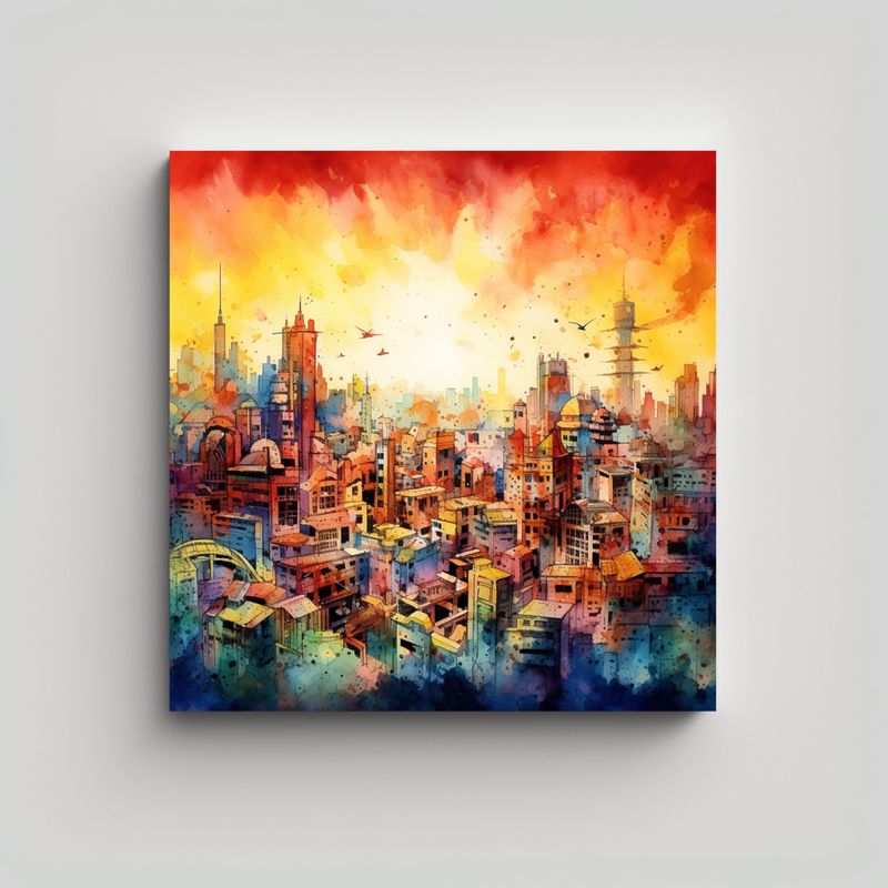 GENERICO - Pintura Acuarela: Maestro En Temática Moderna 60x60 Cm