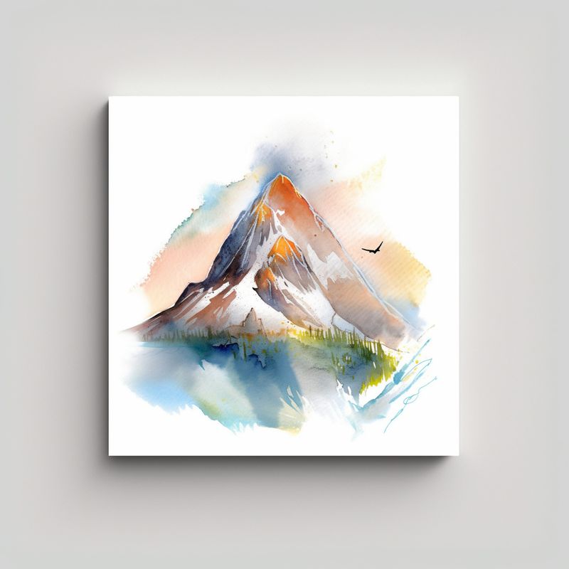 GENERICO - Pintura En Lienzo De Montaña Con Pájaro Bajo La 80x80 Cm