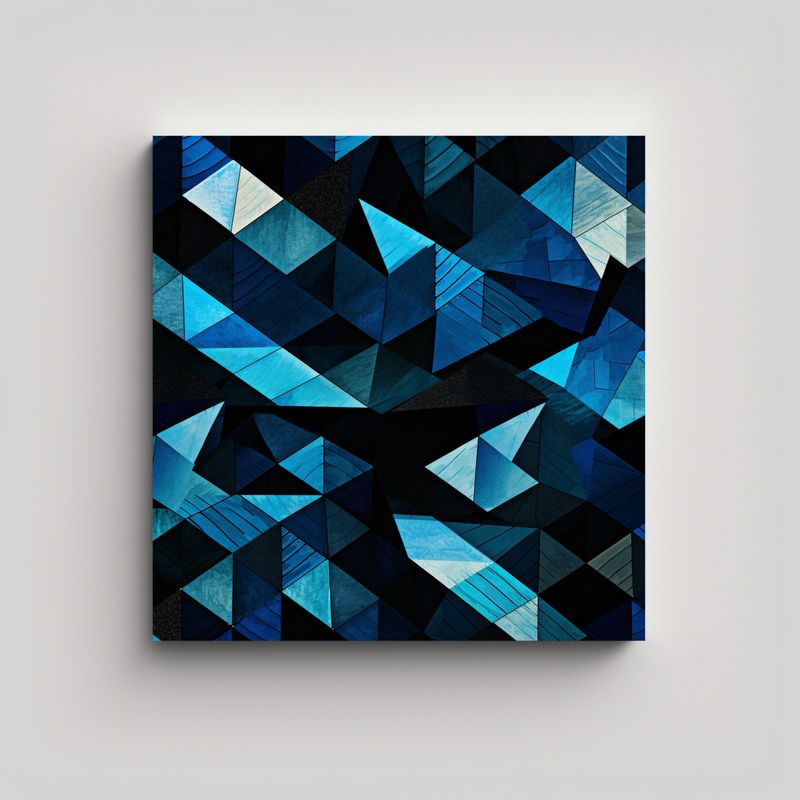 GENERICO - Cuadros Abstractos Geométricos En Negro Y Azul 50x50 Cm