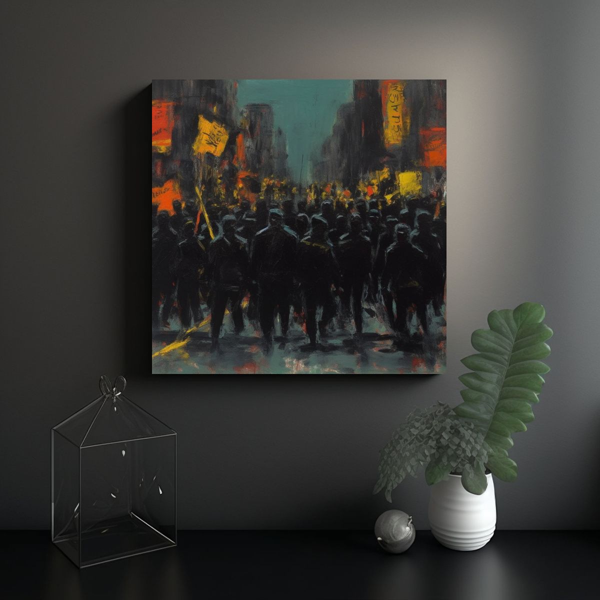 GENERICO - Cuadro Lienzo Dibujo Simetría Pantera Negra 70x70 Cm