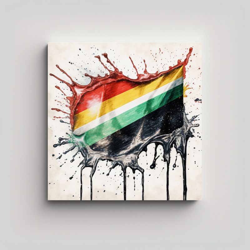 GENERICO - Pintura Lienzo: Bandera Africana Ondeando Frente 70x70 Cm