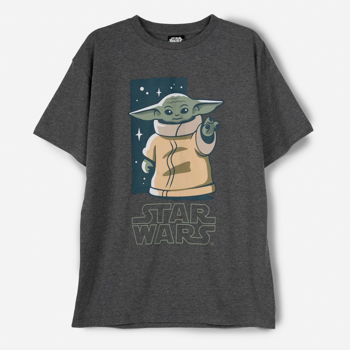 STAR WARS - Polera Manga Corta Niño Baby Yoda Gris Star Wars