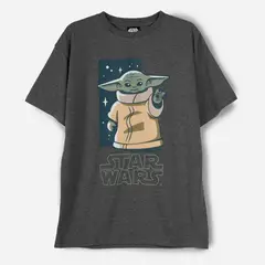 STAR WARS - Polera Manga Corta Niño Baby Yoda Gris