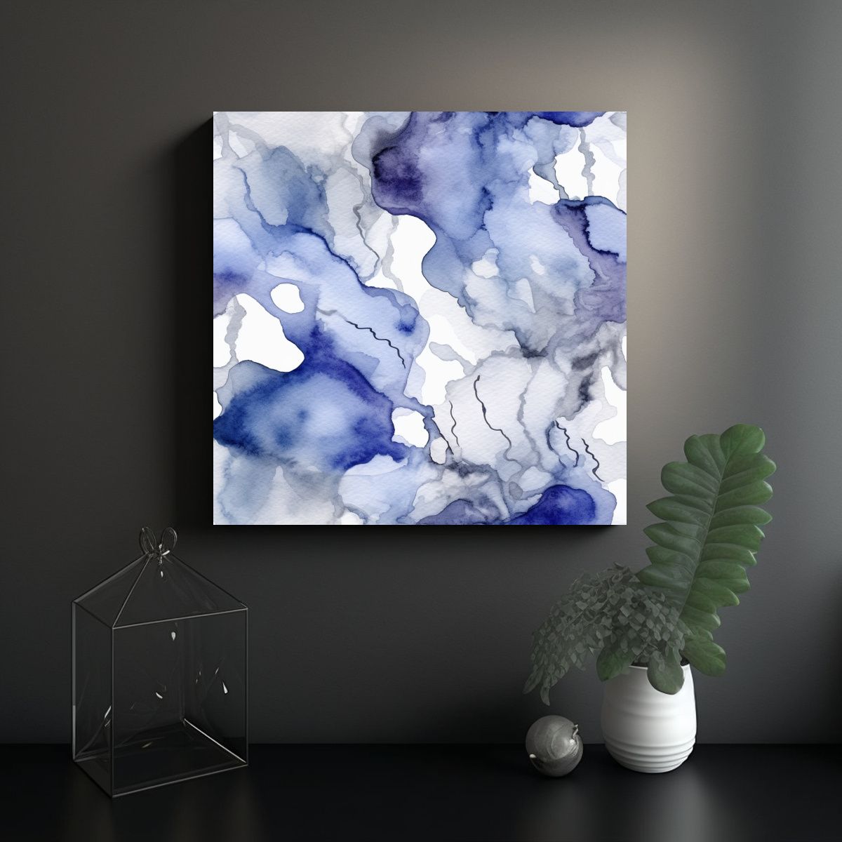 GENERICO - Pinturas De Pared Acuarela Abstracta Con Venas De 80x80 Cm