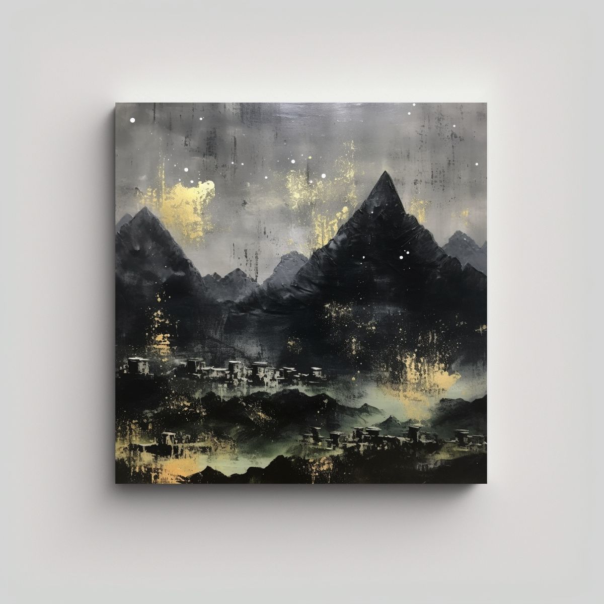 GENERICO - Cuadro Tela Canvas Moderno Con Montañas Negras Y 60x60 Cm