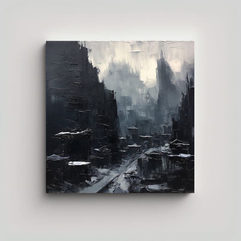 GENERICO - Pinturas Sobre Lienzo Con Montañas Negras Arte 90x90 Cm
