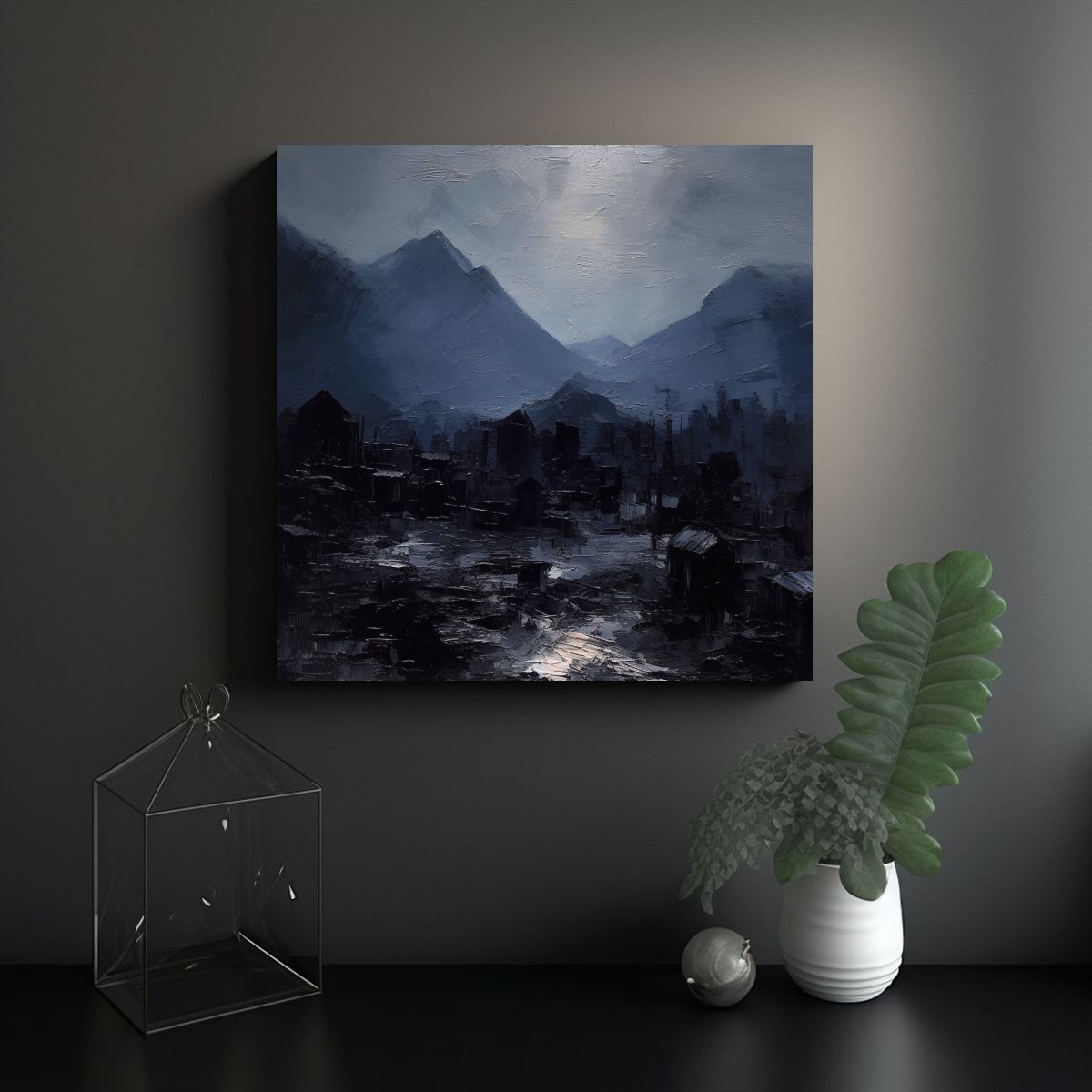 GENERICO - Pinturas En Lienzo Con Montañas Negras Para 70x70 Cm