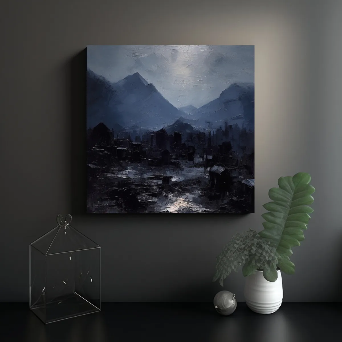 GENERICO - Pinturas En Lienzo Con Montañas Negras Para 50x50 Cm