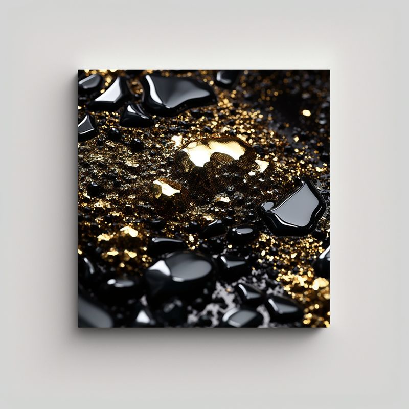 GENERICO - Cuadro Abstracción Equilibrio En Fondo Negro 90x90 Cm
