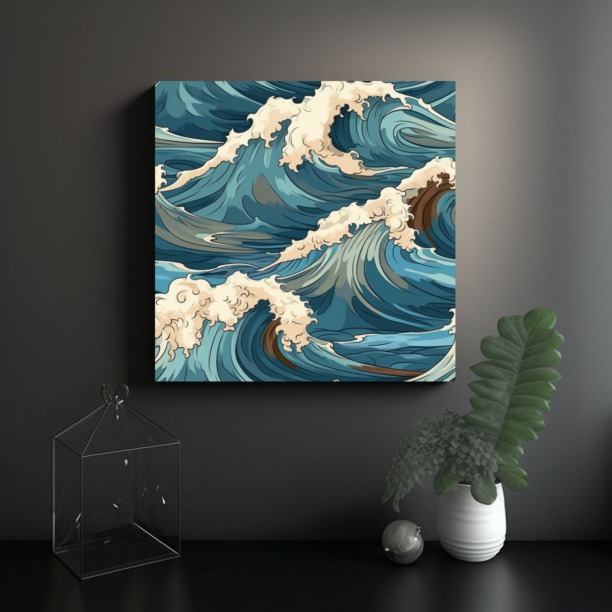 GENERICO - Diseños Luminosos De Olas De Playa Capturan La 90x90 Cm