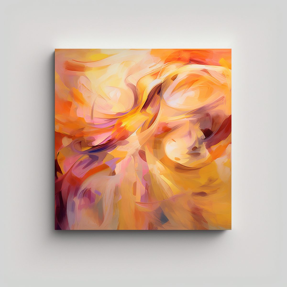 GENERICO - Cuadro Tela Abstracto Equilibrado Tono Cálido 90x90 Cm