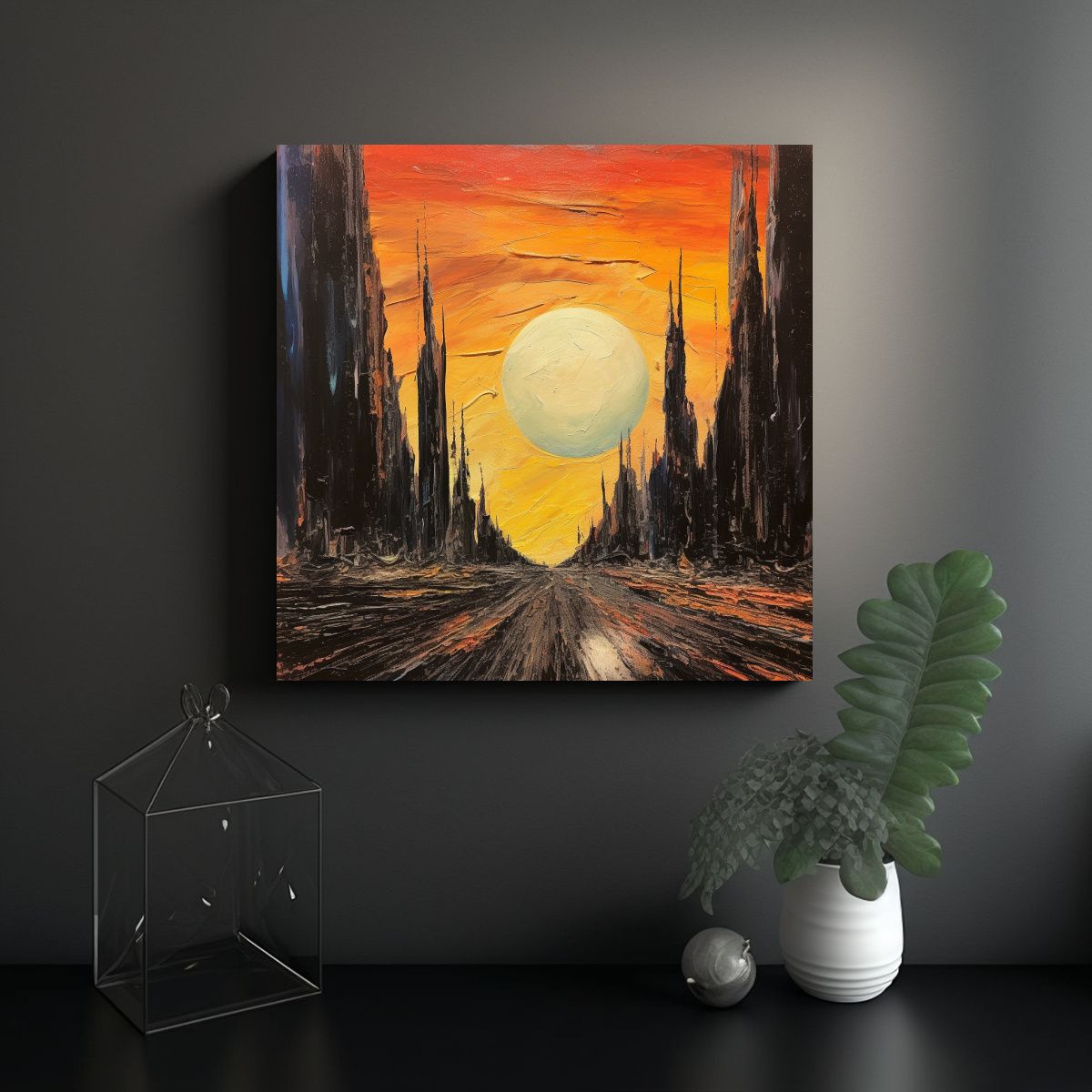 GENERICO - Pintura Al óleo De Canva Colores: Isla Desolada 60x60 Cm