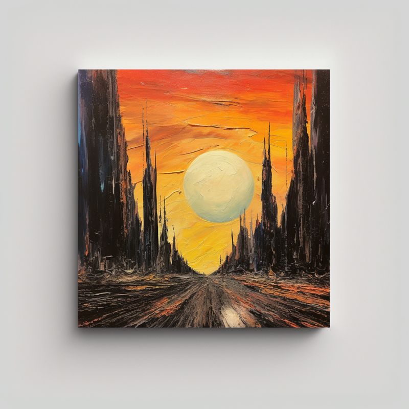 GENERICO - Pintura Al óleo De Canva Colores: Isla Desolada 70x70 Cm