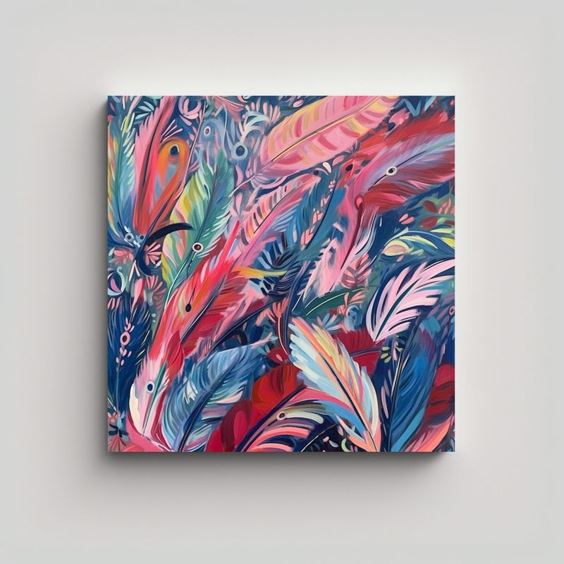 GENERICO - Pintura Decorativa De Plumas De Raoul Dufy En 90x90 Cm