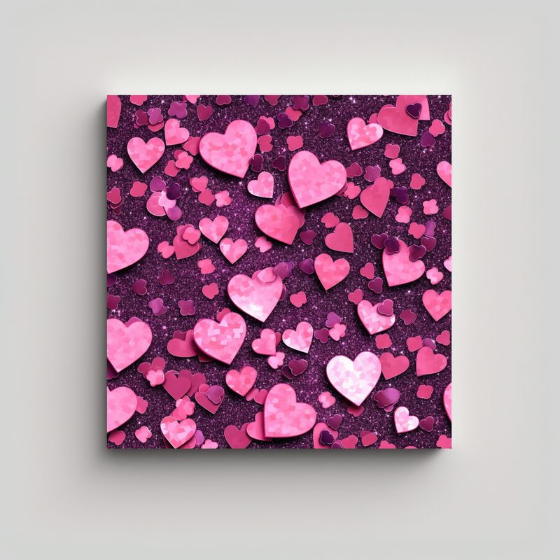 GENERICO - Pinturas Decorativas En Rosa Con Brillo Y Luces 70x70 Cm