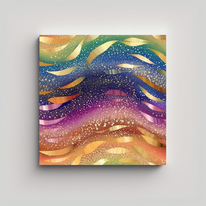 GENERICO - Pintura Decorativa De Ondas Arcoíris Doradas 90x90 Cm
