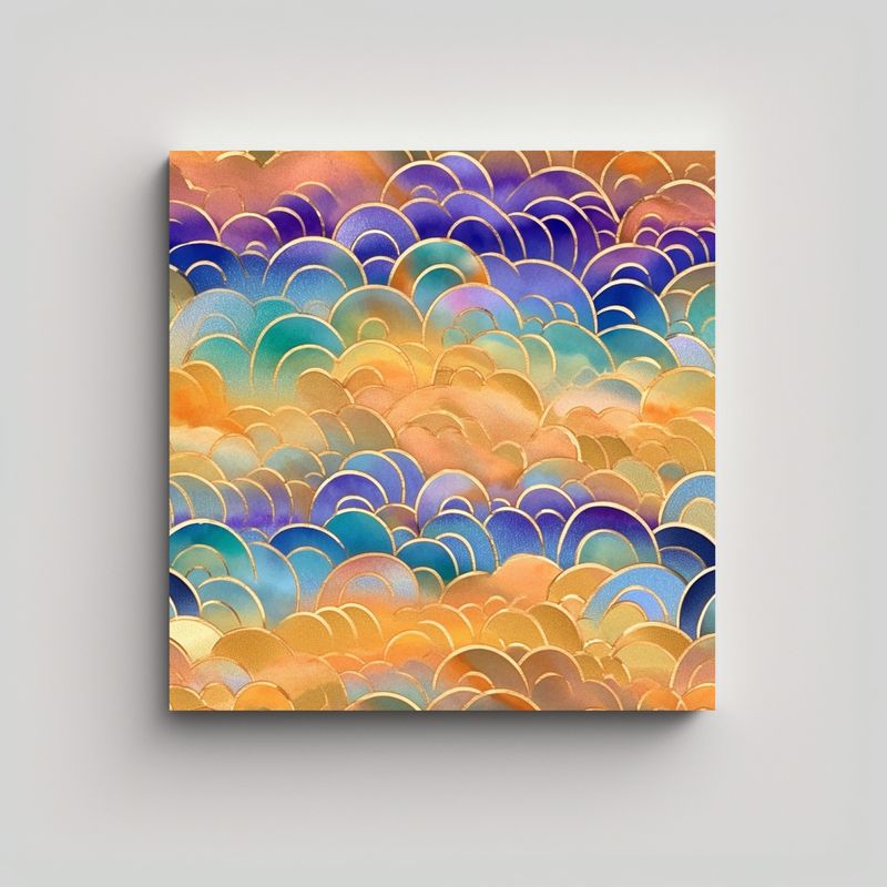 GENERICO - Decoración De Pared Con Impresión De Ondas De 70x70 Cm