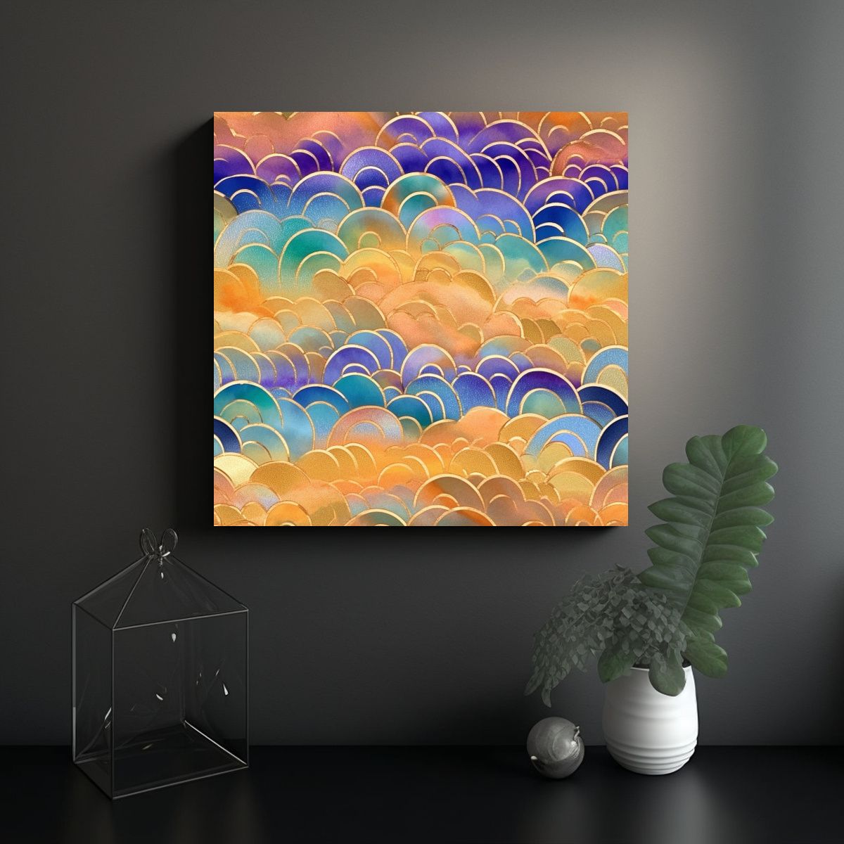 GENERICO - Decoración De Pared Con Impresión De Ondas De 70x70 Cm