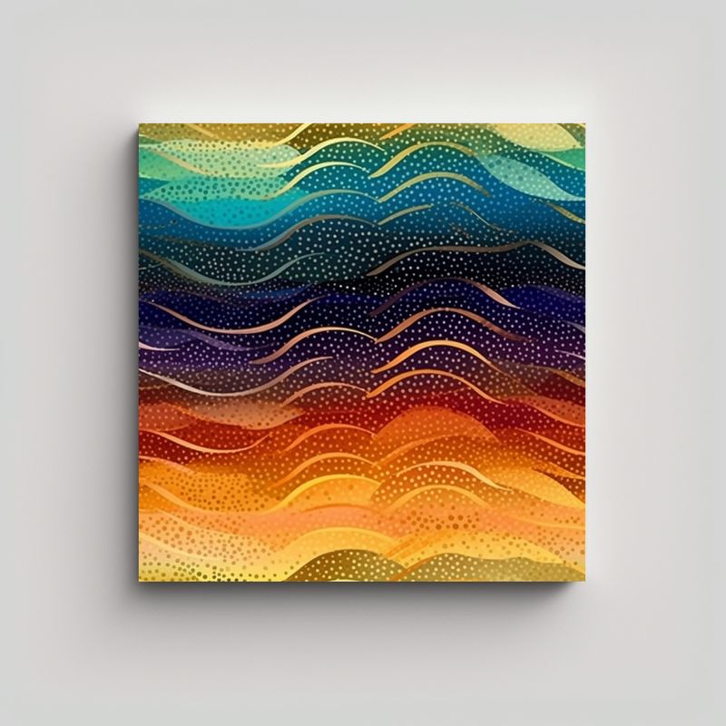 GENERICO - Impresión De Arte Fino De Ondas Arcoíris 70x70 Cm