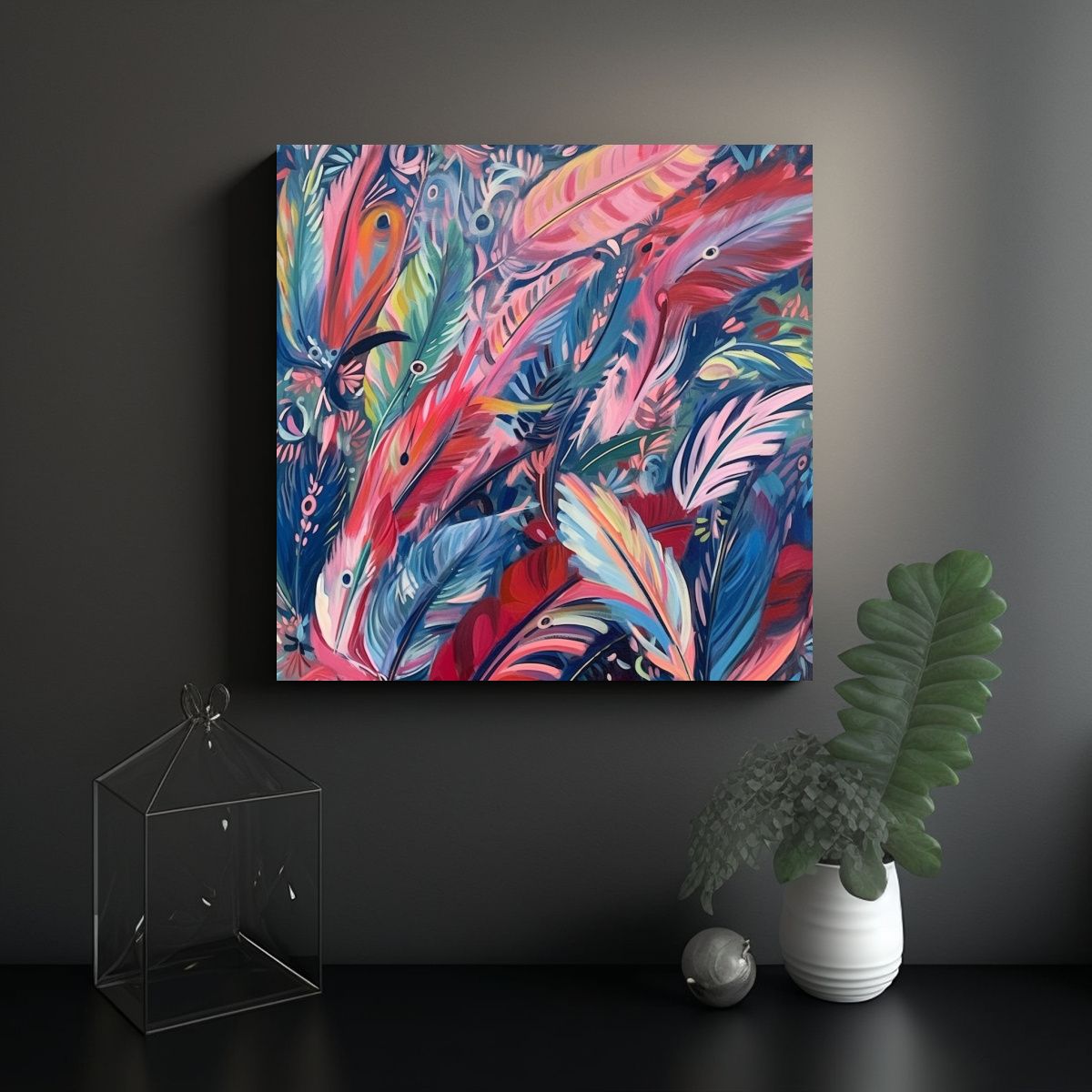 GENERICO - Pintura Decorativa De Plumas De Raoul Dufy En 50x50 Cm