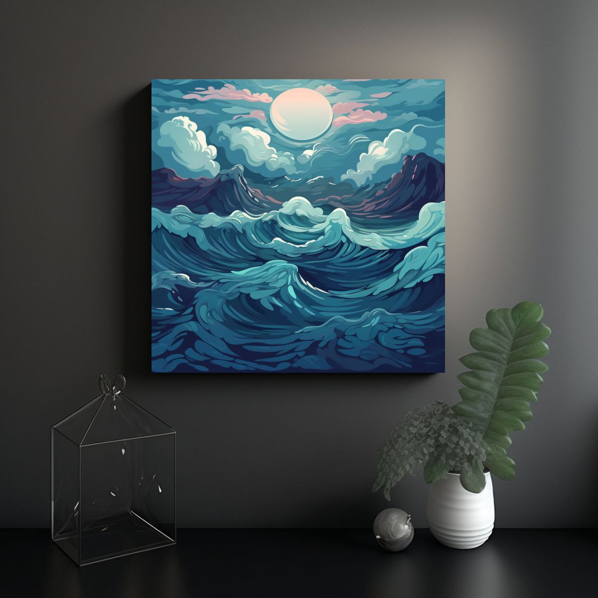 GENERICO - Cuadro Lienzo Belleza Natural Mar Tempestuoso 90x90 Cm