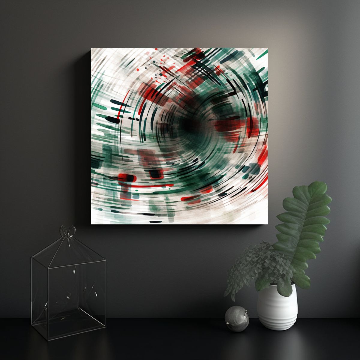 GENERICO - Cuadro Abstracto En Tela Para Comedor Con Formas 90x90 Cm