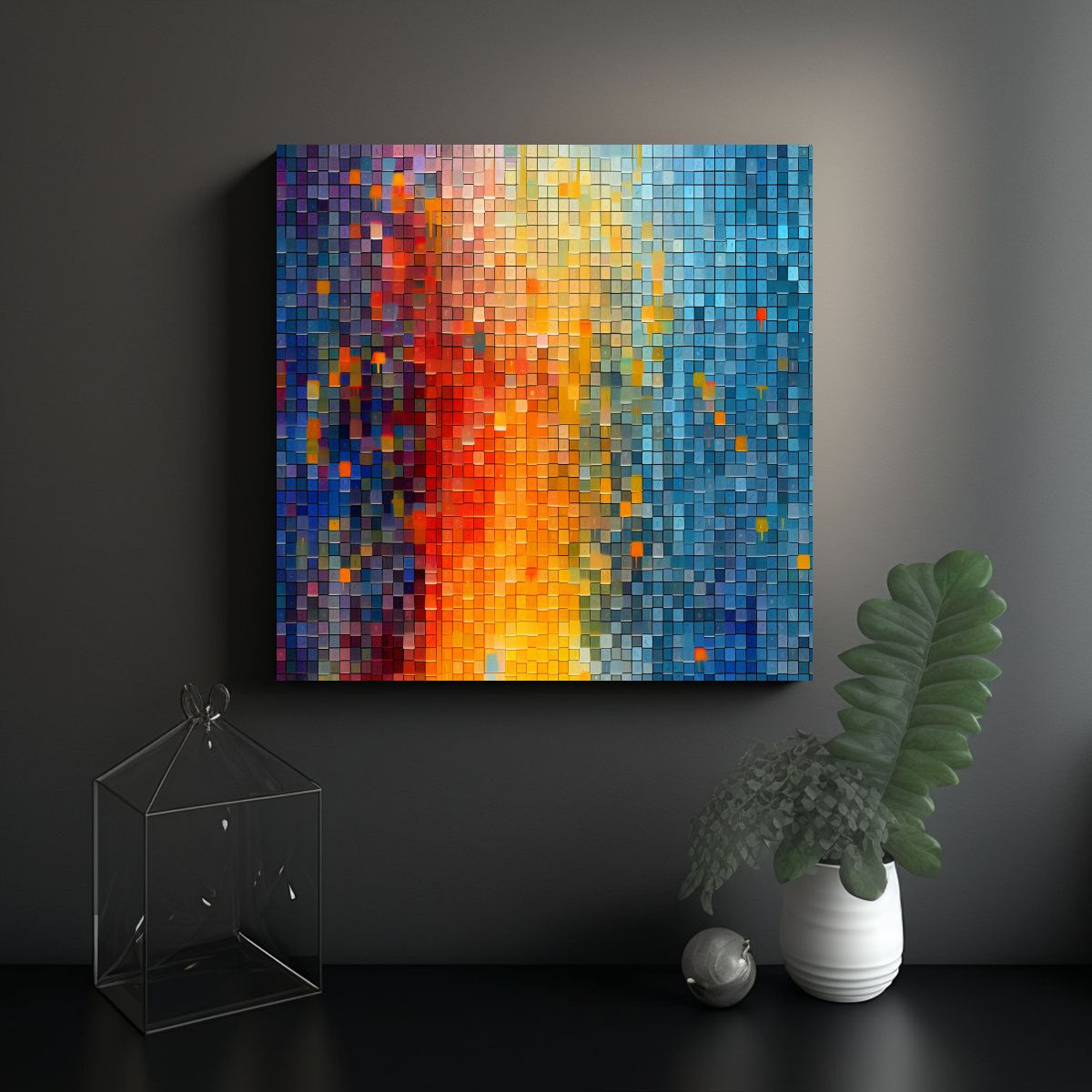 GENERICO - Cuadro De Ambiente Abstracto Con Colores Sólidos 70x70 Cm