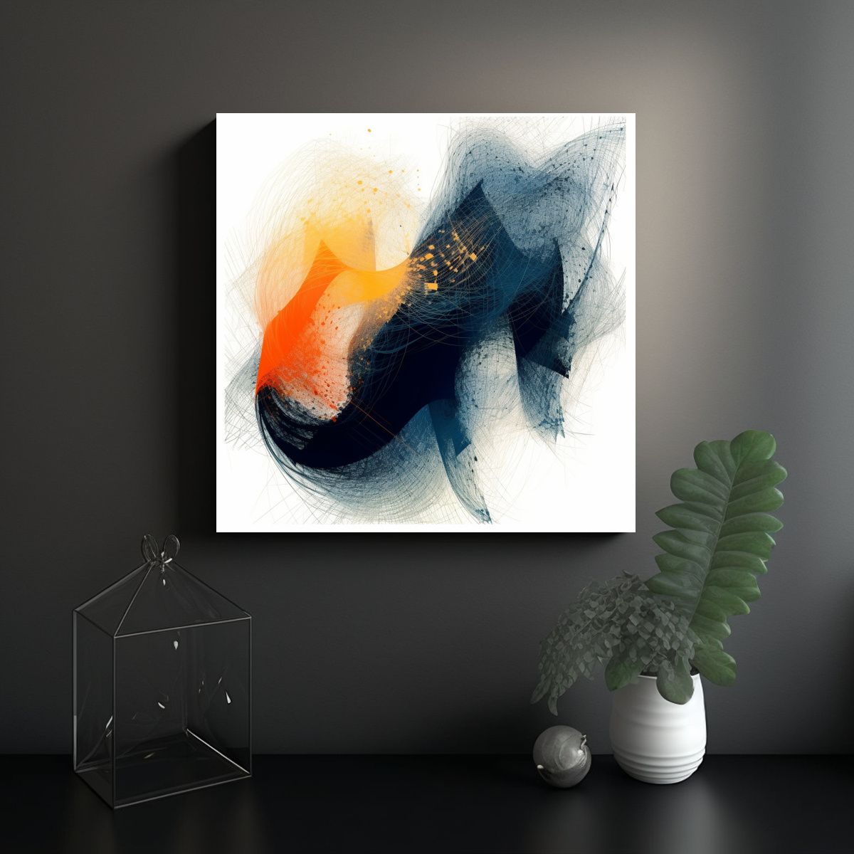 GENERICO - Cuadros De Decoración Abstracta Algorítmica 90x90 Cm