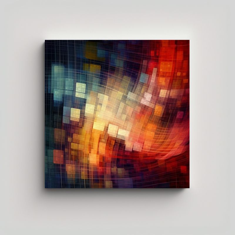 GENERICO - Cuadros Decorativos Arte Abstracto Algoritmo 90x90 Cm