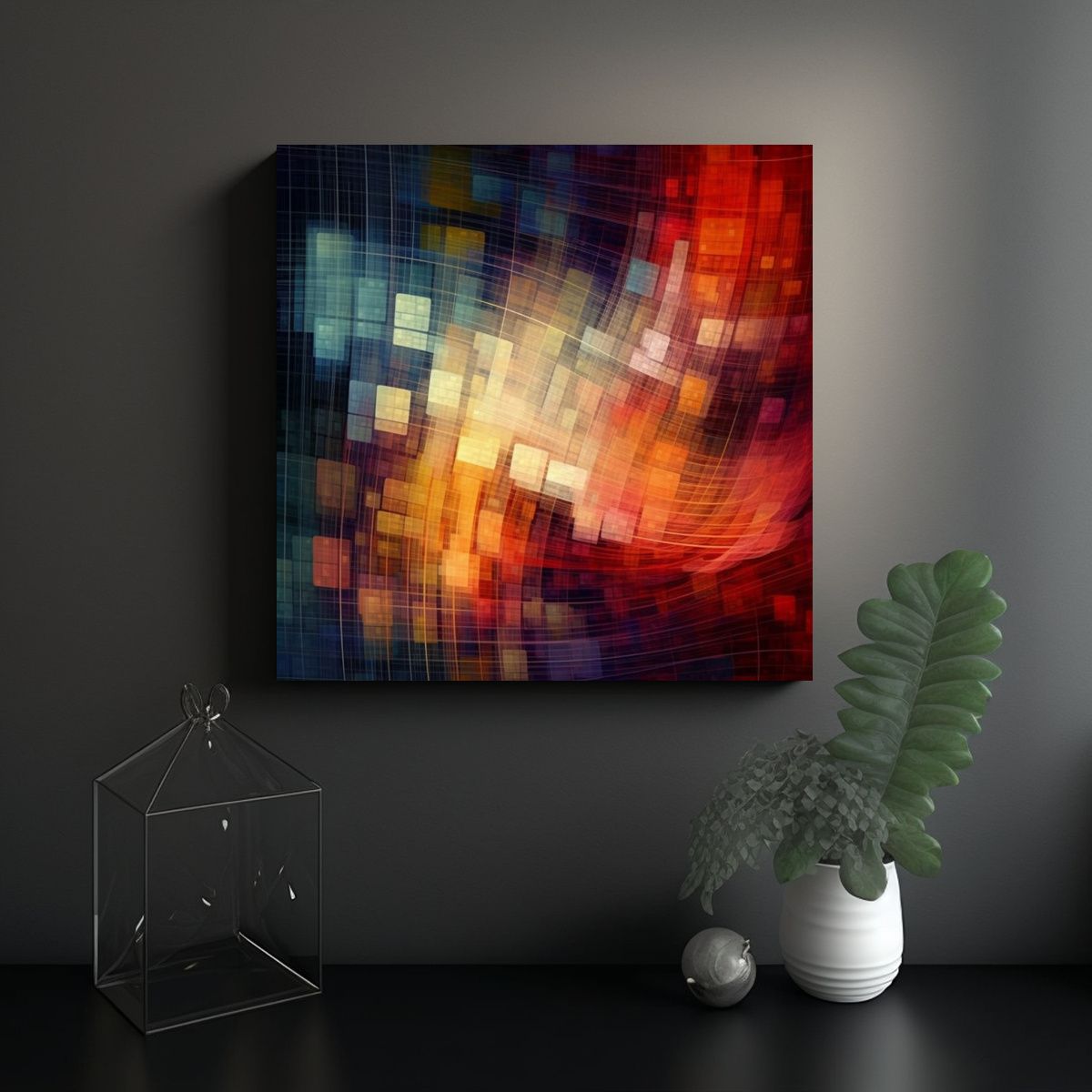 GENERICO - Cuadros Decorativos Arte Abstracto Algoritmo 80x80 Cm