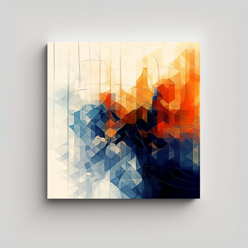 GENERICO - Cuadro Vintage Linda Algoritmo Fusión Abstracta 90x90 Cm