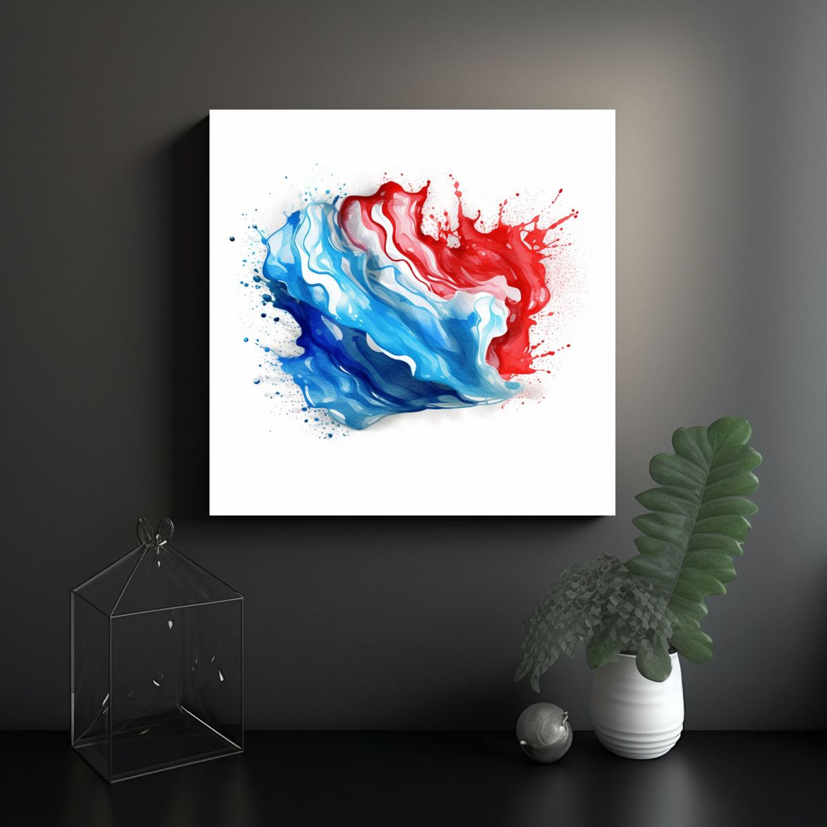 GENERICO - Pinturas Decorativas Rojo Blanco Y Azul 60x60 Cm