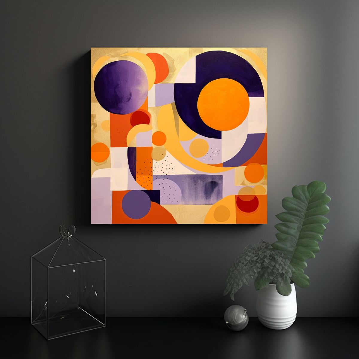 GENERICO - Cuadro De Espacio Boho Moderno Con Formas Simples 60x60 Cm