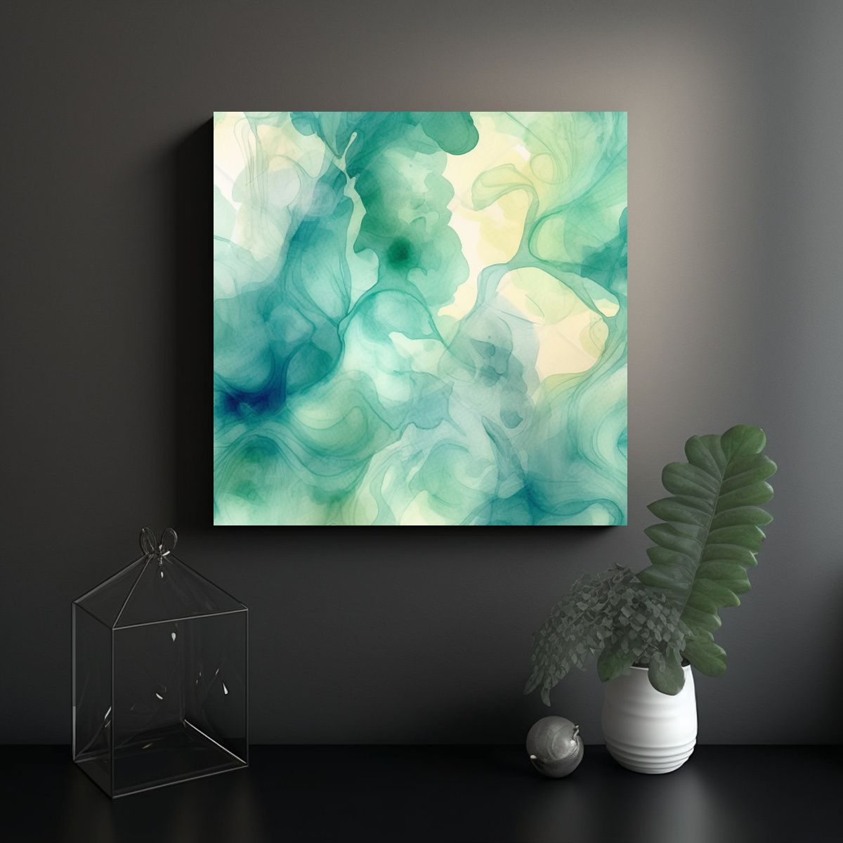 GENERICO - Fondo Acuarela Abstracto Moderno En Tonos Verdes 90x90 Cm